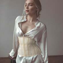 1 Áo nịt ngực lưới định hình eo cho nữ, dáng ôm vừa vặn, thích hợp mặc hàng ngày trong trang phục Halloween - Màu be - Xem 4