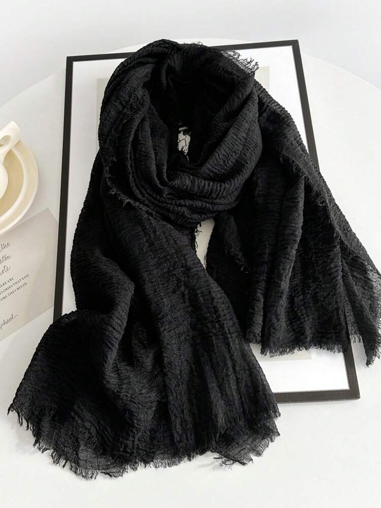 1 Piece Solid-Colored Linen Scarf For Women, Vintage Solid Color Medium-Length Scarf, Decorative Long Shawl For Dress,Beach,Holiday - Multicolor - View 16