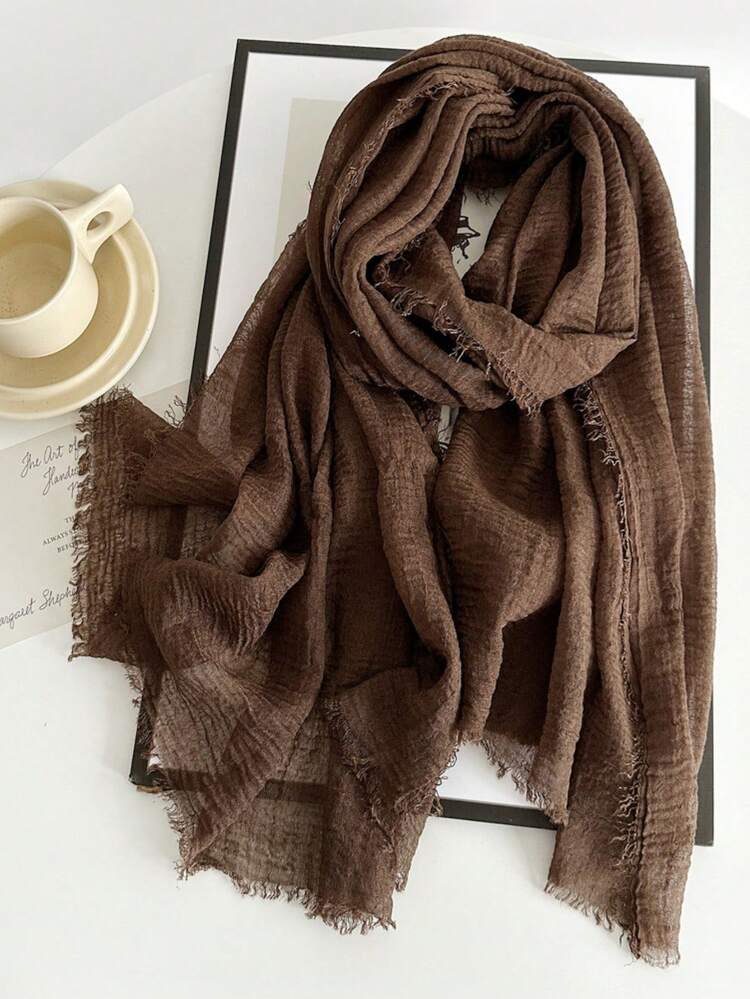 1 Piece Solid-Colored Linen Scarf For Women, Vintage Solid Color Medium-Length Scarf, Decorative Long Shawl For Dress,Beach,Holiday - Multicolor - View 13