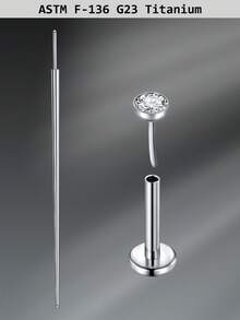 CIZME 1 Set Fashionable Titanium Alloy Threadless Nose Stud CZ Nose Ring, Flat Back Stud Earrings, CZ Nose Bone, Nose Wing, Cartilage Earrings, 20G 18G 16G Cubic Zirconia Lip Ring, Medusa Lip Ring, Threadless Lip Stud, Piercing Taper, Suitable For Daily Wear - Lip Studs - View 28