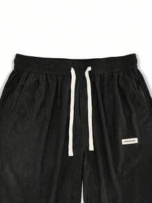 Comfortable Men's Solid Color Casual Pants, Men's Urban Fashion Pants, Suitable For Everyday Wear, A Gift For A Boyfriend Or For Back To School. - 黑色 - 查看 5
