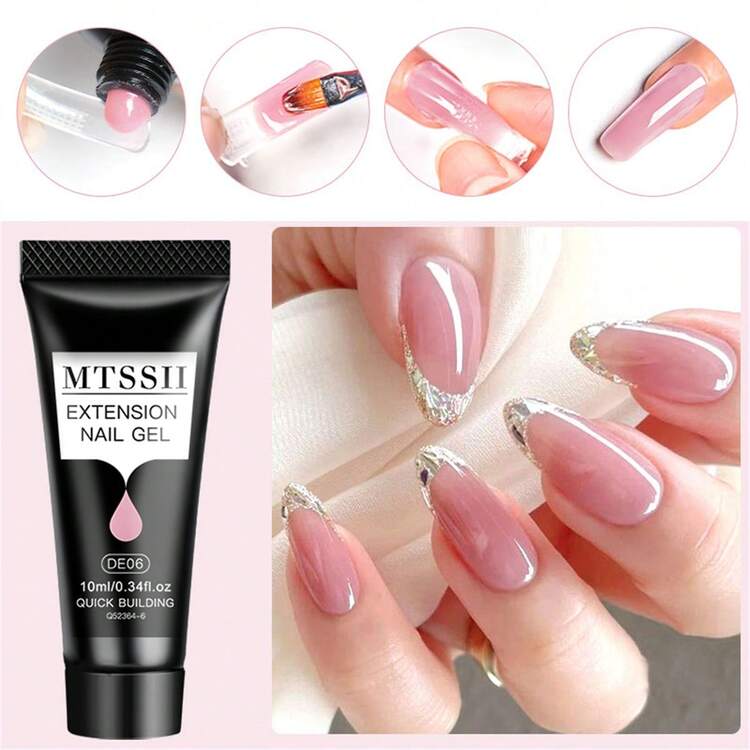 5入組聚合物指甲延伸凝膠套裝,浸泡式uv Led 10ml亞克力水晶白色透明裸粉凝膠指甲油,uv建構凝膠 - 藕粉色 - 查看 7