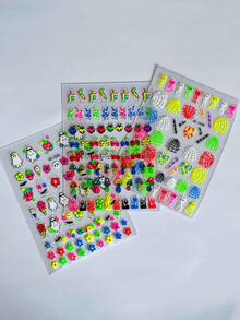 3 tờ nhãn dán móng tay nghệ thuật Halloween màu neon, nhãn dán móng tay hoạt hình ma 3D Goth huỳnh quang, nhãn dán móng tay thiết kế hoa, đầu lâu và mạng nhện, tự làm hoặc sử dụng tại tiệm, phát sáng dưới đèn UV, hoàn hảo cho tiệc đêm, vật dụng dán móng tay nghệ thuật tự dính - Nhiều màu - Xem 5