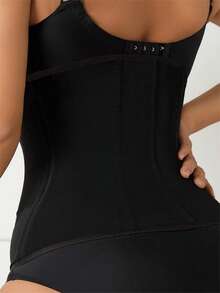 1pc Women's Mesh Waist Trainer Corset, Fashion Body Shaper Waist Cincher Corset Fits Versatile Occasions - Black - View 8