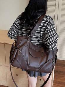 Bolso de hombro de mujer de gran capacidad de unicolor, bolso de mujer de gran capacidad con textura de moda, bolso de mano grande, bolso de hombro y cruzado personalizado para mujer, adecuado para uso diario y universidad, adecuado para salir, compras, regalos, viajes, ir y venir