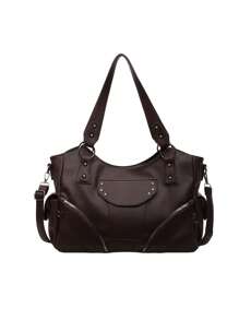 Bolso de hombro de mujer de gran capacidad de unicolor, bolso de mujer de gran capacidad con textura de moda, bolso de mano grande, bolso de hombro y cruzado personalizado para mujer, adecuado para uso diario y universidad, adecuado para salir, compras, regalos, viajes, ir y venir