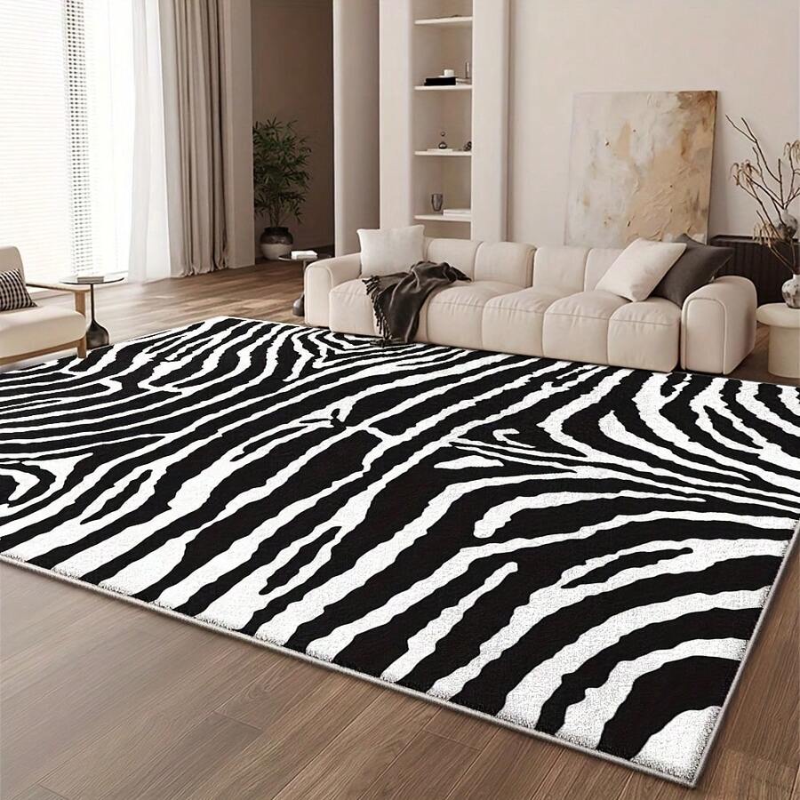 Thảm trải sàn chống trượt sang trọng nặng 850g - Thiết kế họa tiết ngựa vằn, có thể giặt bằng máy, phù hợp cho phòng khách, phòng ngủ, văn phòng - Nhiều kích cỡ có sẵn | Thảm họa tiết ngựa vằn có thể giặt bằng máy | Thảm trải sàn văn phòng Trang trí lối vào phòng tắm Trang trí nhà bếp - Nhiều màu - Xem 1