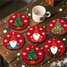 1 Set/4 Stücke/6 Stücke/300 Stücke Weihnachts-Zwerg-Muster bedruckte Diatomeenerde-Untersetzer, geeignet für Zuhause, Café, Nachmittagstee, Restaurant Dekoration, Themenparty, tägliche Dekoration, können als Weihnachtsgeschenke verschenkt werden - Verschiedenfarbig - Übersicht 1