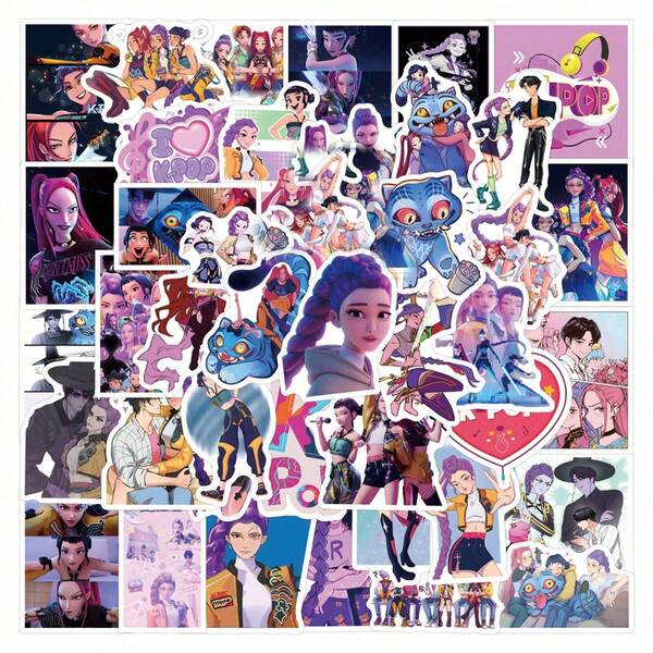 55Pcs KPop Stickers Demon Movie Cartoon Anime Stickers Fashion Ins Stickers Korea Demon Merch Aesthetic Stickers Pack Scrapbook Stickers Journal Stickers Vinyl Waterproof Stickers For Laptop,Bumper,Skateboard,Water Bottles,Computer,Phone