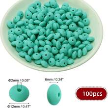 100Pcs Silicone Lentil Beads, 12mm Silicone Beads For Keychain Making Bulk Silicone Abacus Beads For Necklace Bracelet Making And Space Silicone Beads For Pens