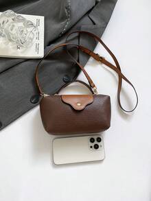 Mini New Fashion Handbag With Contrast Color Design, Made Of Waterproof Nylon Fabric, Includes Shoulder Bag, Square Bag And Vegetable Basket Bag, Suitable For Commuting, Parties And Vacations In Winter - Coffee - View 10