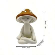 1pc Cute Meditation Sitting Yoga Mushroom Desktop Decor, Yoga Mushroom Ornament Home Living Room Decoration, Garden Resin Craft Gift