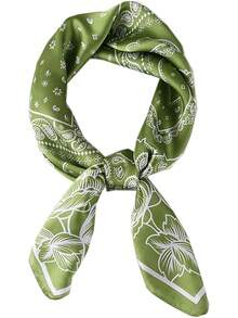 WENLOOY Square Satin Silk Feeling Hair Scarf Headscarf For Women/Men's Necktie Silk Bandanas Pocket Squarehalloween - Fj02-15 Xanh lá cây - Xem 1