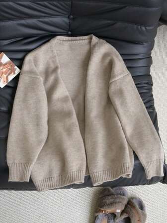 Oversized Cardigan Sweater For Women, Long Sleeve Open Front Loose Knit Thick Jacket, Fashion Casual, Autumn/Winter