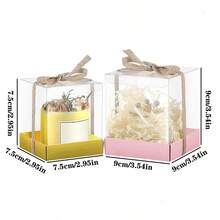20pcs/Pack Elegant Transparent Gift Boxes - Stackable Clear Cube Boxes With Kraft Paper Bottom Tray And Jute Rope Decor - Suitable For Weddings, Birthdays, Baby Showers - Candle Decoration Boxes - Jewelry Display Boxes - Favor Packaging - Multicolor - View 12