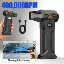 USB Rechargeable High-Power Car Cleaning Blower Fan, Outdoor Turbine Jet Fan, Can Blow Wind/Snow And Assist Outdoor Camping & Grilling, High-Speed Brushless Motor Leaf Blower, Comes With 2 Pcs 3000mAh High-Capacity Batteries, Suitable For Car Deicing, Cleaning Car Seats, Computer Keyboards, Window Gaps, Sofas And Carpets - Handheld Portable High-Speed Fan! - Portable High-speed Turbo Fan - View 9