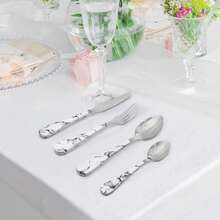 ANDROMEDA INC 16-Piece Stainless Steel Marble Finish Cutlery Set - Silver - View 6