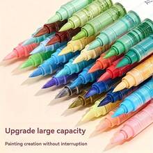 LANGUO 96/192/240 Colors Straight Liquid Acrylic Marker Pens With Thick Storage Bag, For Scrapbooking, Black Paper, Drawing, Graffiti Writing, Craft Creation, And Professional Art Supplies - 彩色 - 查看 3