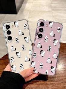 1pc Halloween Ghost Black Cat Polka Dot Soft Phone Case Compatible With IPhone, Honor, Redmi, Galaxy, Phones - Clear - View 2