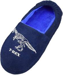 TendenciaPantuflas cálidas para niños grandes con espuma viscoelástica suave para interiores, antideslizantes, lindas pantuflas de dinosaurioCalidad premium - Azul Oscuro - Ver 2