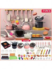 Kids Kitchen Playhouse Toy, Toys For Boys, Fruits & Vegetables, Cute Toys For Girls, Simulated Induction Cooktop, Cooking Utensils, Pressure Cooker (This Is A Miniature House Toy, Relatively Smaller Compared To Real Objects) - Multicolor - View 4