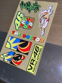 Calcomanías Stickers Pegatinas Calcas Reflejante Para Casco Moto Top Case Maleta Rígida Carro Automóvil  Valentinoo Rossi  46 vr - A - Ver 4