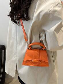Pochette de rouge à lèvres de haute qualité, mini sac carré, nouveau sac à main polyvalent de couleur unie, sac pour femme - Orange - Voir 4