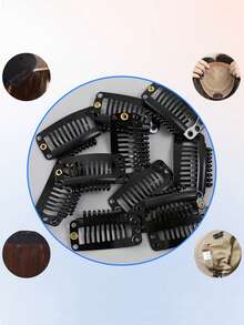 40pcs U-Shaped Metal Clips Suitable For Hair Extensions, DIY Snap Clips For Wigs With Rubber, Black, Claw Clips, Hair Claws, Hair Slide, Hair Barrettes, Hair Accessories, Hair Piece, Head Accessories, Hairpin - Black - View 4