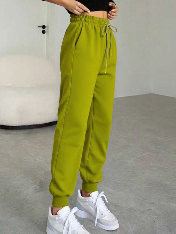 Pantalones De Cintura Alta Para Mujer Con Bolsillos En Diagonal Y Costura al frente