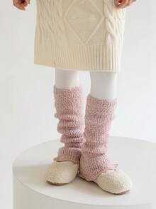 1 Pair/4 Pairs Kids Thick Fleece Leg Warmers, Warm Leg Warmers, Versatile Knee High Leg Warmers For Autumn/Winter - Multicolor - View 10