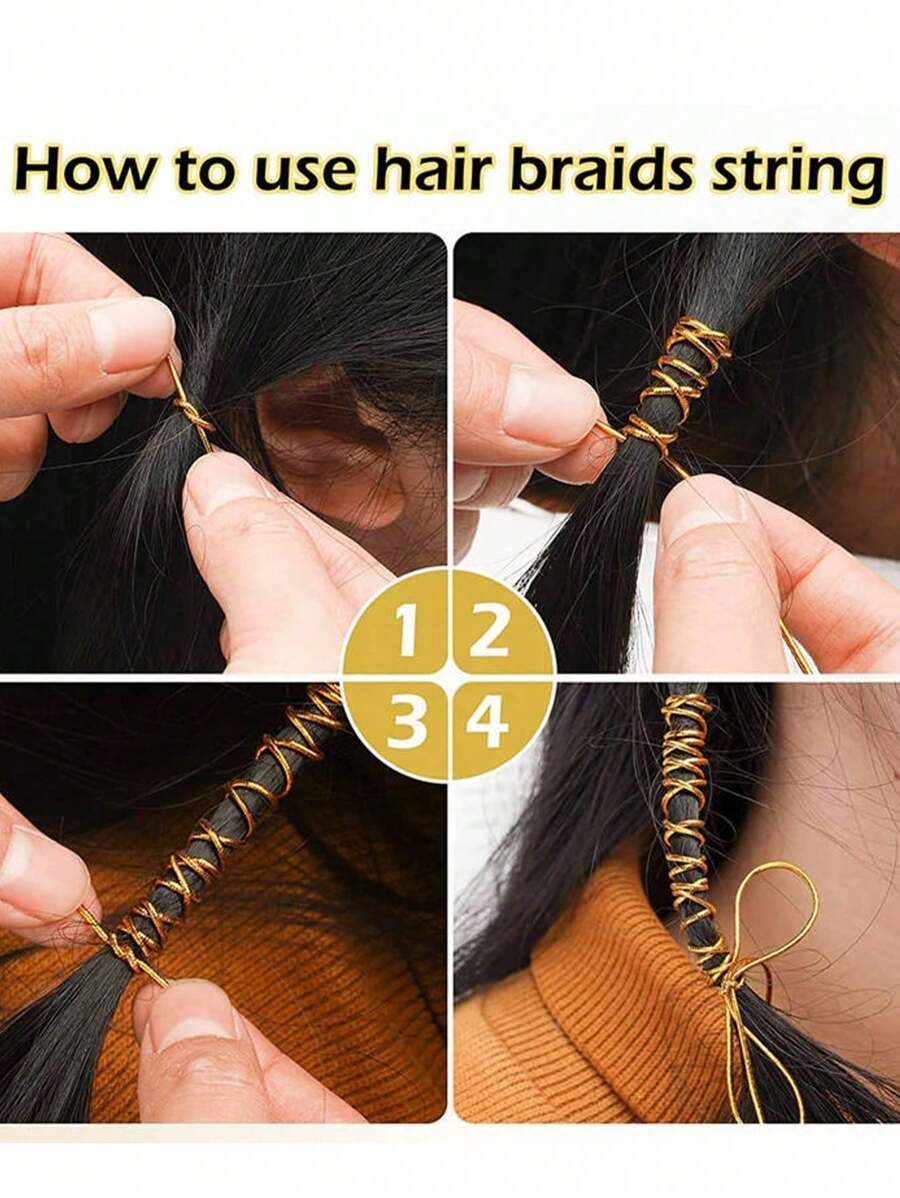 1 قطعة حبل مطاطي ذهبي للضفائر والخصلات الشعرية لموضة الهيب هوب والبنك، سلك شعر ذهبي وفضي للضفائر، اكسسوارات شعر ذات لمعان للضفائر الأفريقية، مناسبة للنوادي الليلية وحفلات الرقص والمهرجانات الموسيقية والعطلات الشاطئية، تاج للرأس، مجوهرات للرأس، سلسلة للرأس، سلسلة للشعر، للزفاف