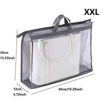 1pc Hanging Garment Bag Wardrobe PVC Storage Bag Transparent Dust-Proof Moisture-Proof Breathable Hanging Bag Leather Bag Protector Multifunctional Transparent 3D Bag Dust Cover Bag Organizer - Grey - View 12