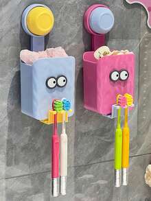 1 pièce Boîte de rangement pour salle de bain, support mural à ventouse en forme d'œil créatif et mignon pour brosse à dents, boîte de rangement pour serviette de toilette et divers. Rangement et organisation de salle de bain, support pour brosse à dents et dentifrice.