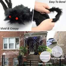 2/1 Pc Halloween Plush Spider,Halloween Decoration, Party Prop, Outdoor Party Props,Outdoor Giant Spider Decoration, 30cm Prank Black Spider,Suitable For Indoor And Outdoor Halloween Decorations, Home Party And Yard Haunted House Decorations,Practical Joke Decoration Home Decor Room Decor