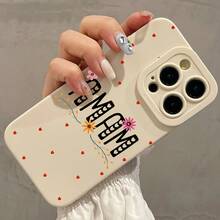 Funda suave y elegante para teléfono con diseño de un pequeño corazón rojo y lemas en inglés, compatible con los modelos de de 16, 15, 14, 13, 12, 11, XS, XR, X, 8,,, Plus, Pro y la serie SE. Perfecto para regalos de vacaciones, cumpleaños, para tu novia, novio, amigos, o incluso para ti mismo. Funda Suave Chic: Eleva el Estilo de tu Teléfono - 1 pieza - Ver 3