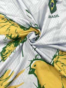 1. Brazil Peace Dove Design Men's Soccer Jersey\N2. Men's Soccer Sweatshirt\N3. Crew Neck Comfortable Sports Top\N4. Soft, Lightweight & Comfortable Soccer Shirt\N5. Suitable For Match, Soccer Training, Casual And Holiday Wear\N6. Great Gift - Multicolor - View 7