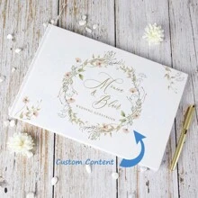 1pc 38-Page Personalized Wedding Guest Book, Simple Elegant White Flower Wedding Message Book Album, Wedding Decor & Gift Exquisite, Stylish, Contracted, Modern Custom, Personalized, Unique Ideal Gifts For Him Her, Boyfriend, Girlfriend, Dad, Mom, Family, Friends For Anniversaries, For Valentine's Day, For Mother's Day, For Birthdays, For Children's Day, For Father's Day, For Graduation, For Weddings, For Housewarming Living Room, Office, Tea Room, Home, Garden, Christmas,Xmas Decoration