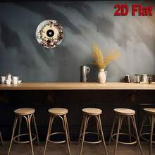 2D Flat - Room Decor Charming Floral Vinyl Record Design Metal Sign, Round Aluminum 2D Printed Decor, Vintage Wall Art, With For Home, Kitchen, Garden, Office - Unique Christmas Gift, Retro Metal - 彩色 - 查看 5