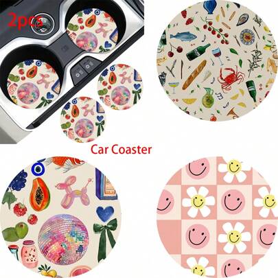 2 件装汽车杯架杯垫，防滑防震通用时尚车载杯垫，插入式内饰配件，派对礼物