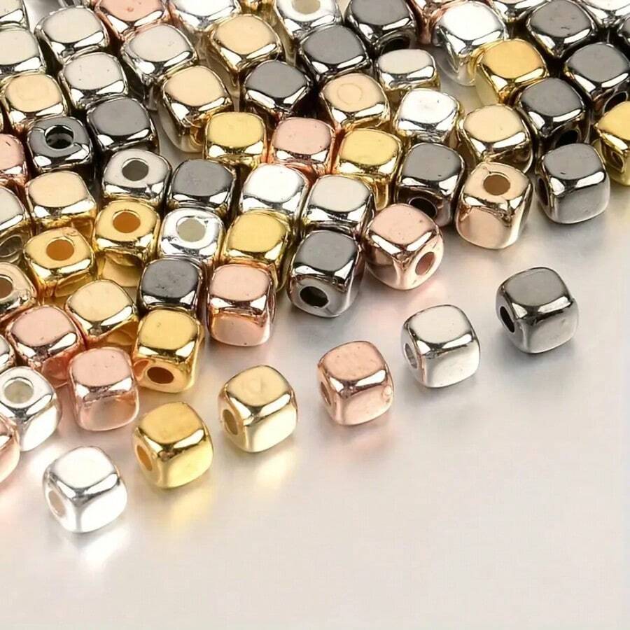 200 颗 CCB 方形珠混色 4 毫米方形圆珠、隔珠适用于手工 DIY 珠宝制作手链项链、工艺用品 - 多色-4mm - 查看 1