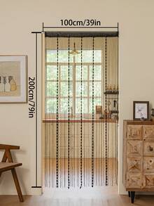 1pc Fashionable Beaded String Curtain/Door Curtain - Black - View 2