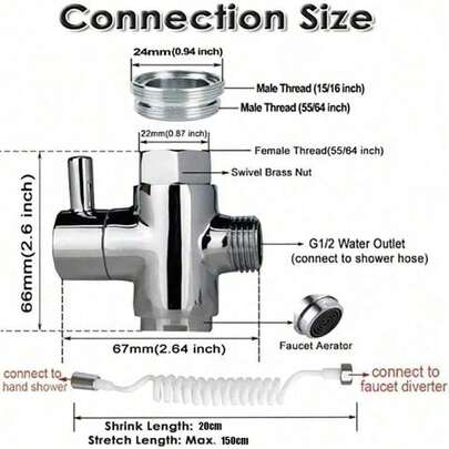 外部淋浴马桶保持过滤器灵活小喷嘴适合洗发家用水槽连接器浴室洗脸盆水龙头、洗衣机水龙头