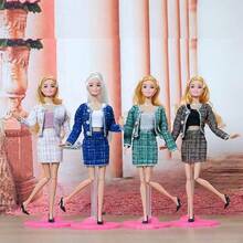 3pcs Fashion Outfit Set (Jacket, Dress), Elegant Style Suitable For 30cm/11 Inch Doll