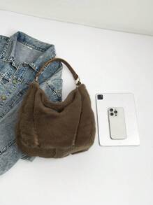 BAILEE 时尚优雅的新款秋冬柔软纯色毛绒大容量拉链女士单肩手提包，是职场女性的必备单品，适合大学、工作、商务、通勤、户外、旅行、野餐、办公室等各种场合，也适合工作、购物、参加晚宴、时尚活动以及赠送朋友。 - 彩色 - 查看 10