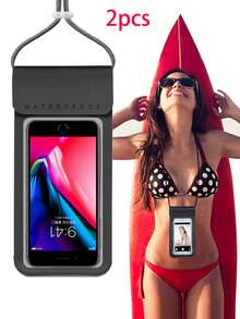 Waterproof Phone Pouch With Detachable Strap, Universal Touchscreen Protector For Swimming, Diving, Beach, Suitable For Sports, Travel, Beach, Pool, Outdoor Activities, Unisex - Beige - View 17