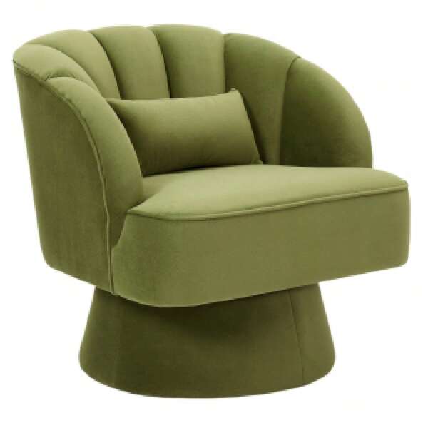 Huisuilinss Swivel Accent Chair With Armrest,Modern Swivel Barrel Chair With Curve Back And Soft Cushion,Comfy Round Armchair Single Sofa For Living Room,Bedroom,Waiting Room