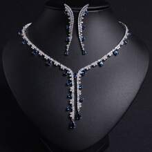 3pcs Silver-Tone Multicolor Women Jewelry Set - Earrings, Necklace, Suitable For Ladies/Brides/Bridesmaids, Festivals, Parties, Weddings, Banquets, Fashion Jewelry Gift Set