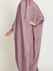 1pc Solid Color Elastic Sleeve Design Prayer Abaya Khimar, Loose Fit Cinched Sleeve Abaya, Suitable For Women's Daily Wear And Prayer, Muslim Islamic Clothing - Multicolor - View 11