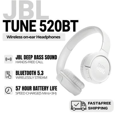  JBL TUNE 520BT 蓝牙耳机，无线降噪耳机，57 小时超长续航，蓝牙 5.3