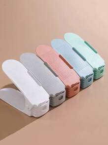 2 piezas Soporte ajustable para zapatos, Estante para zapatos de doble capa integrado, Estante de almacenamiento de zapatos de plástico, Organizador de gabinete de zapatos que ahorra espacio, Almacenamiento y organización del hogar